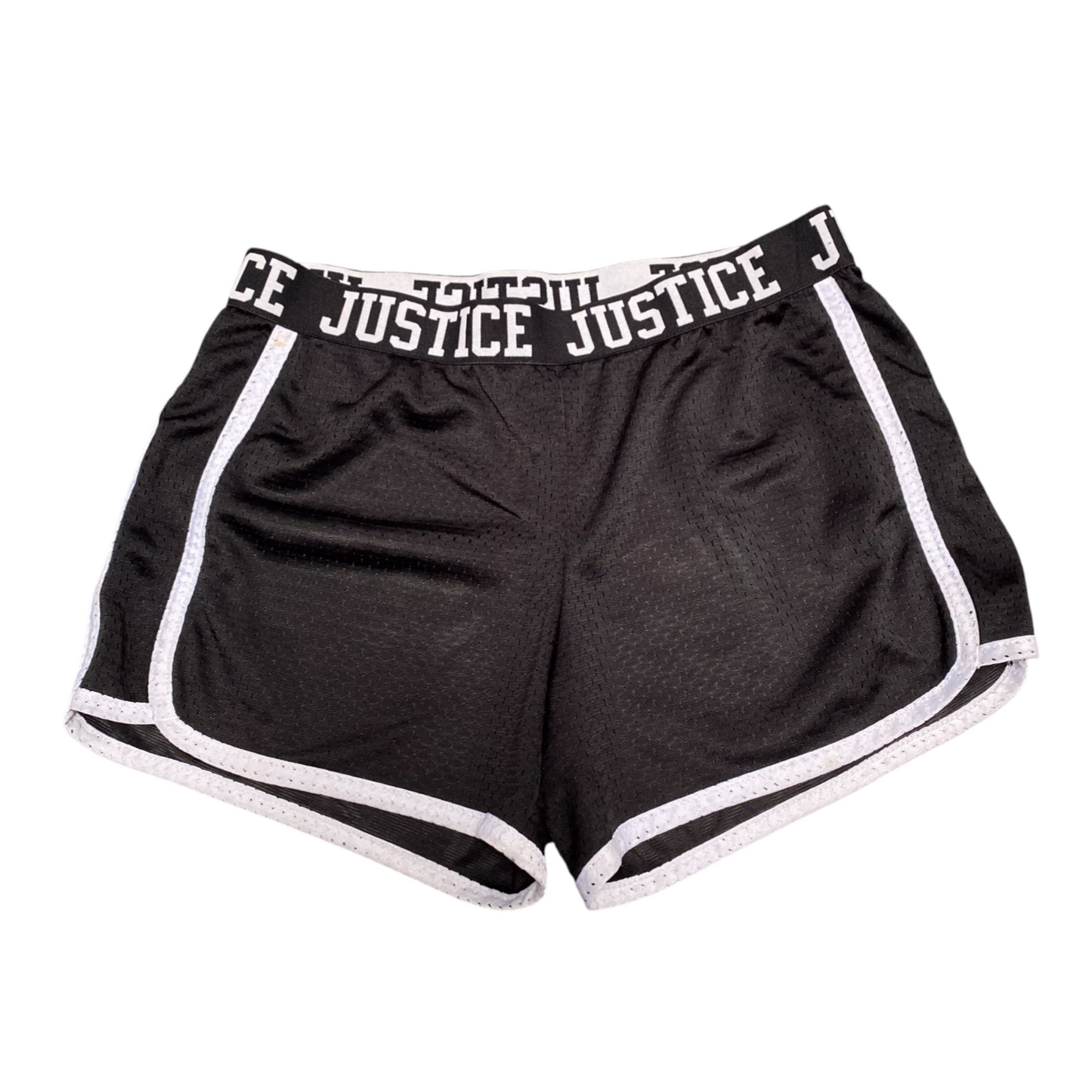 Justice Running Sprinter Shorts Womens 12W Black Mesh Elastic Waist Dolphin Hem