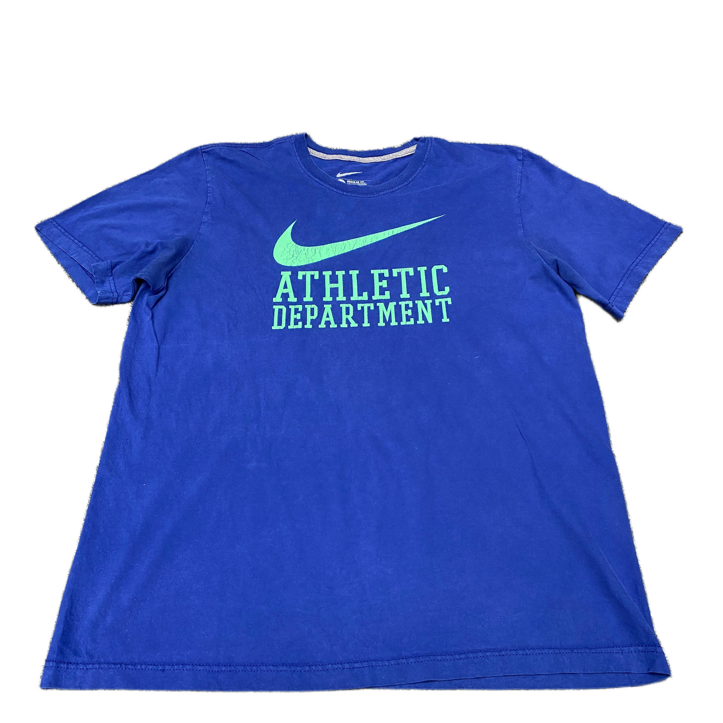 Nike T-Shirt Womens XL Blue Regular Fit Spellout Logo Short Sleeve Crew Neck Tee