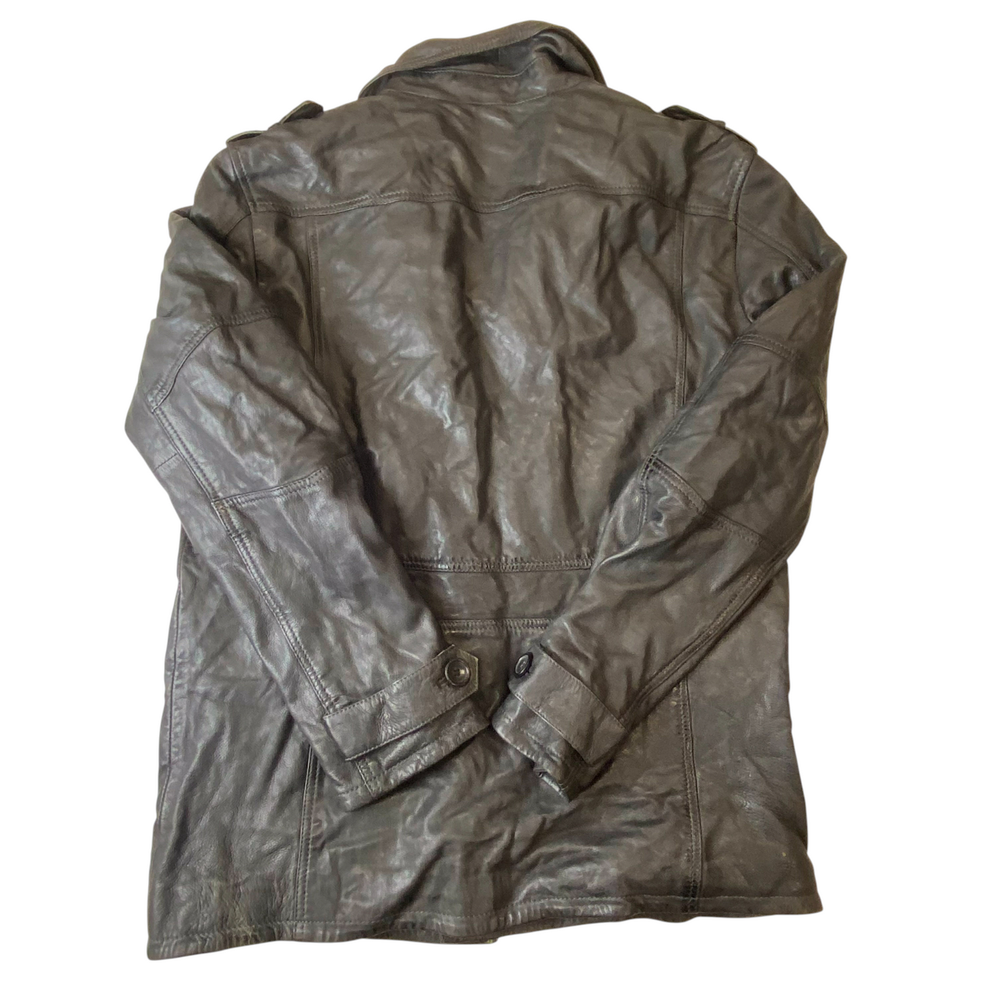 Gipsy Faux Leather Jacket Mens Small Black Lined Long Sleeve Collared Button Up