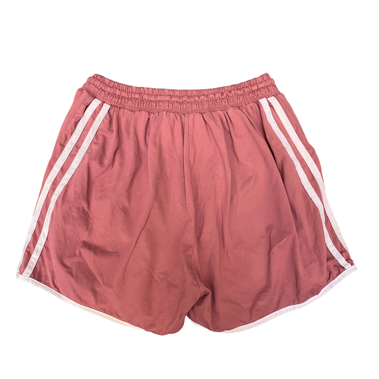 Running Sprinter Shorts Womens Medium Pink 2 Stripe Drawstring Waist Dolphin Hem