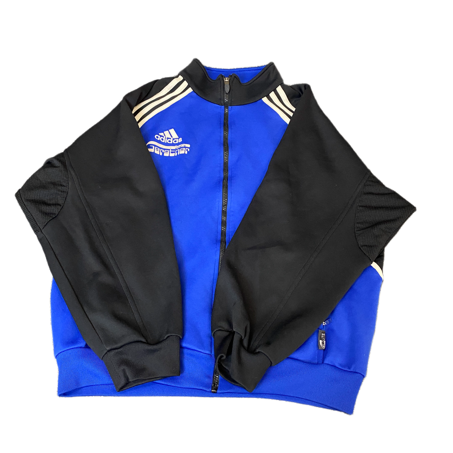 Vintage Adidas Track Jacket Mens XL Blue Black Long Sleeve Mesh Elbow Full Zip