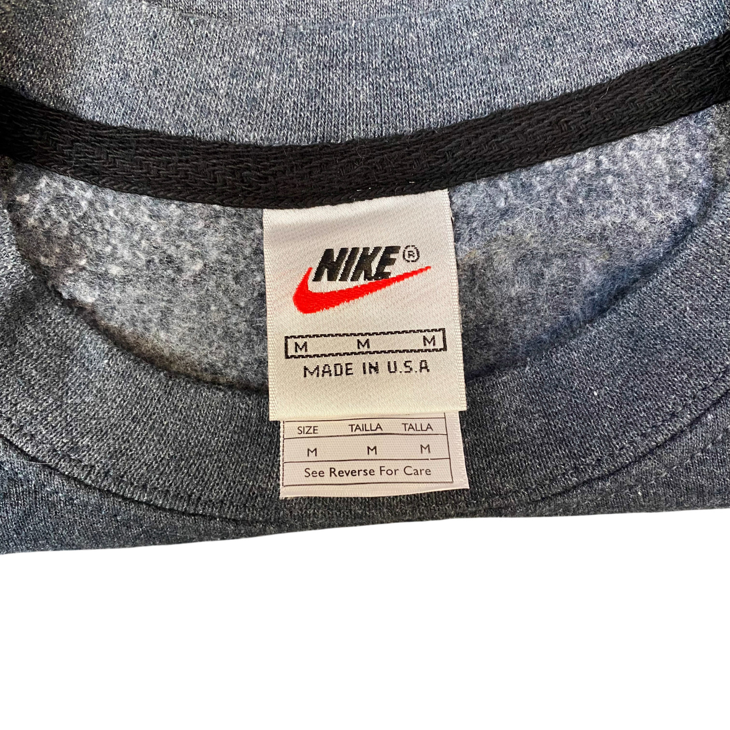 Nike Reworked Sweatshirt Mens Medium Grey Purple Embroidered Spell Out Logo Y2K