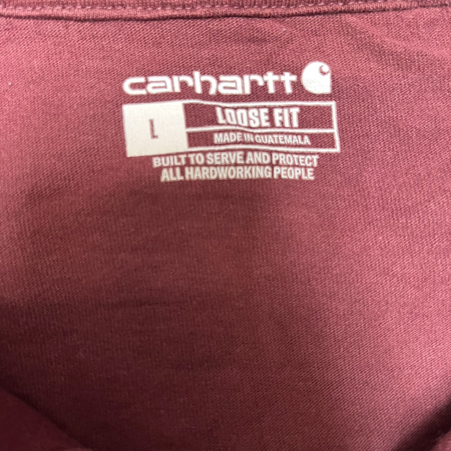 Carhartt Henley Pocket T-Shirt Men Large Red Loose Fit Short Sleeve Workwear Tee