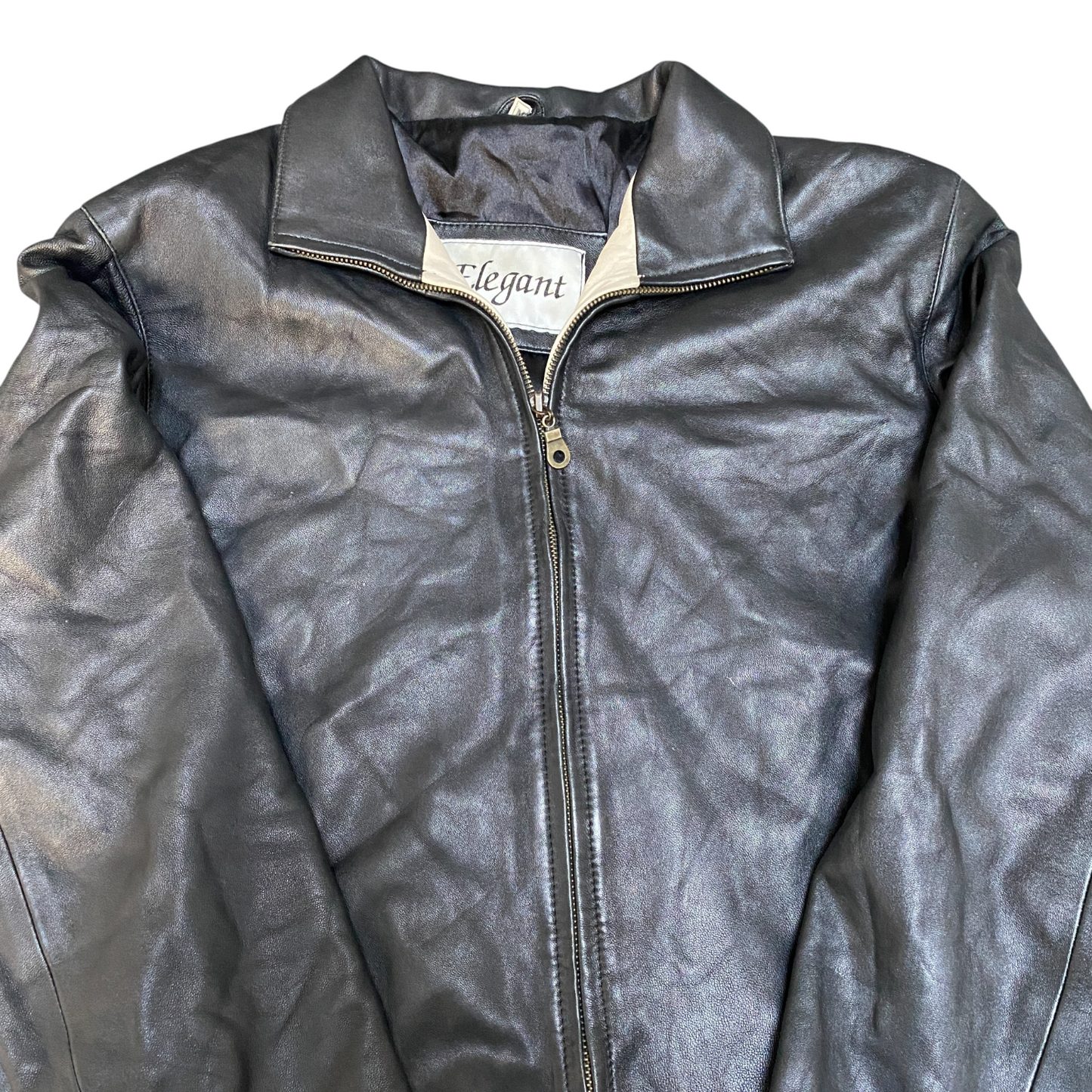 Elegant Genuine Leather Jacket Womens Medium Black Lined Collared Full Zipper