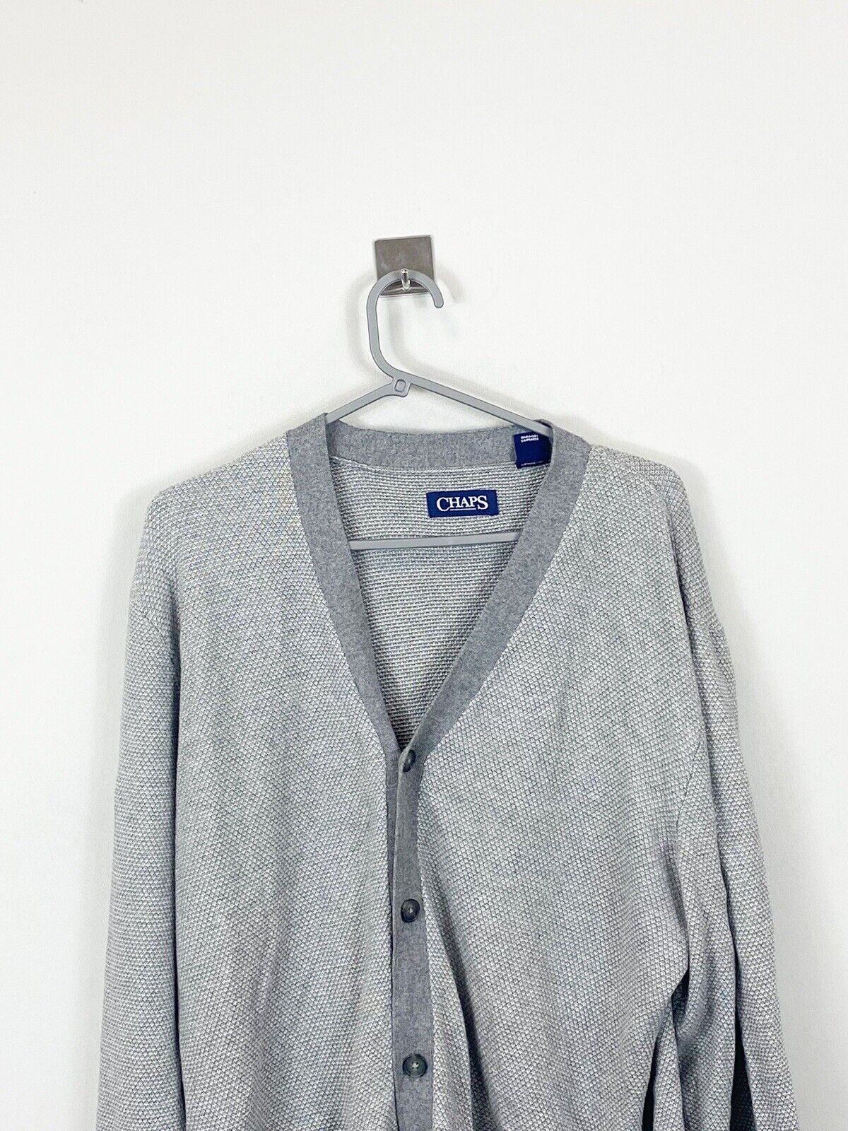 Chaps Buttoned Long Sleeve Cardigan Grey Mens L