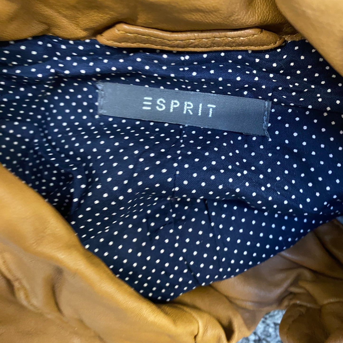 Esprit Leather Motorcycle Jacket Womens Medium Brown Notch Lapel Single Breasted