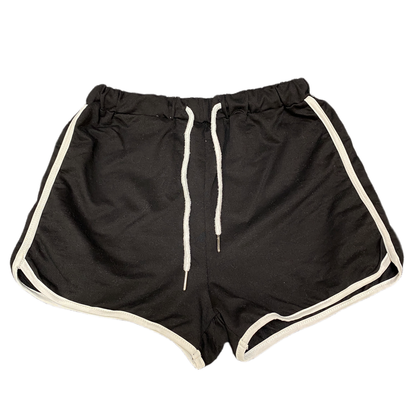 Running Sprinter Shorts Womens S 26" Waist Black Stretch Drawstring Dolphin Hem
