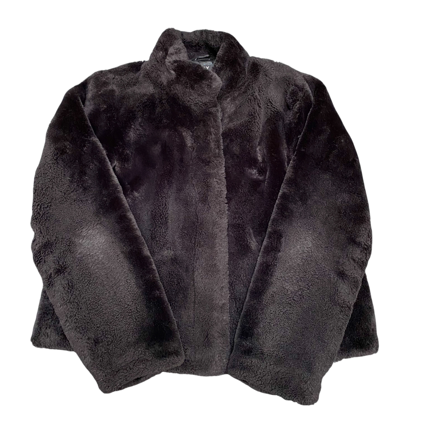 Only Faux Fur Jacket Womens Medium Black Lined Super Soft Outerwear High Neck