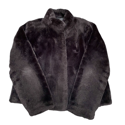 Only Faux Fur Jacket Womens Medium Black Lined Super Soft Outerwear High Neck