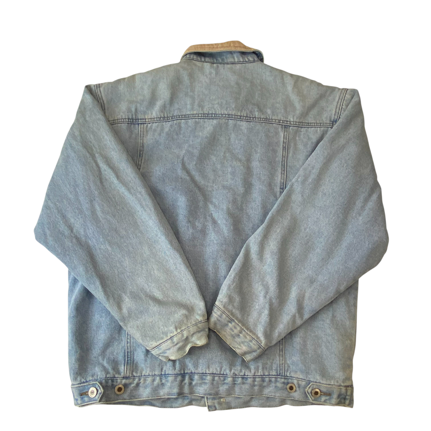 Arizona Trucker Jacket Mens Large Blue Denim Flannel Lined Collared Button Front