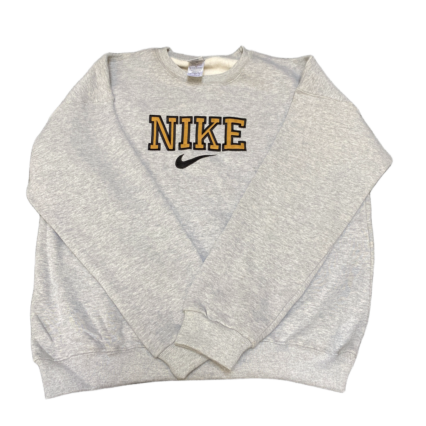 Nike Reworked Sweatshirt Mens Large Grey Embroidered Spellout Logo Vintage Y2K