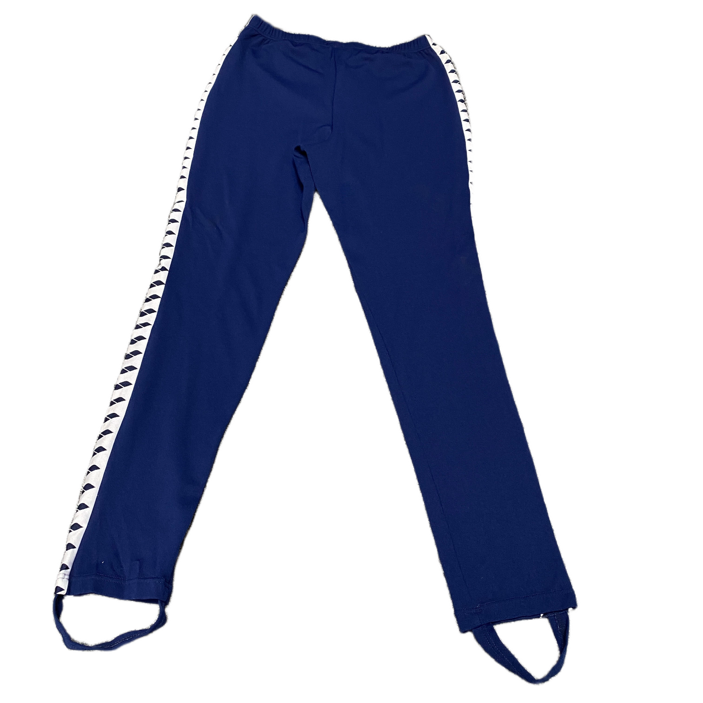 Arena Jogger Fits as Womens 26" Waist Blue White Elastic Waist Stirrup Trouser