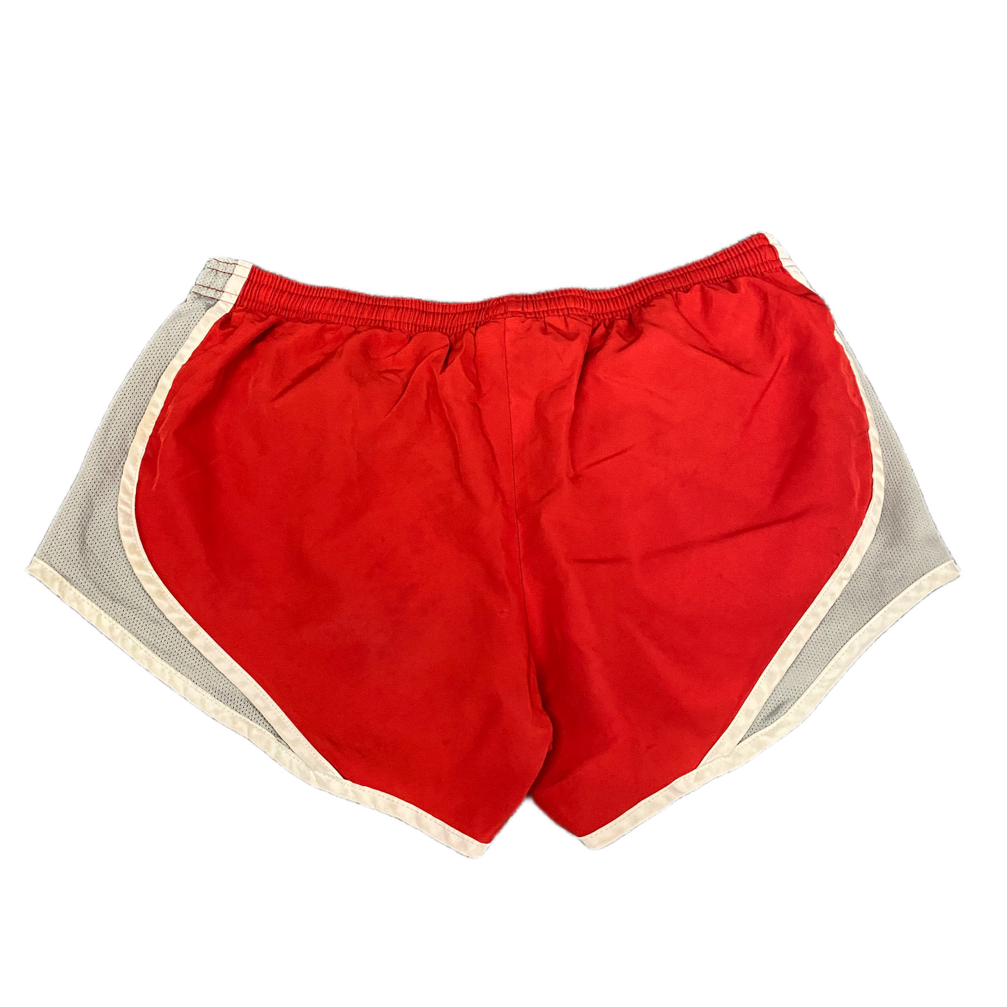 Shorty Shorts Womens Large 31" Waist Red Grey Mesh Panel Dolphin Hem Drawstring