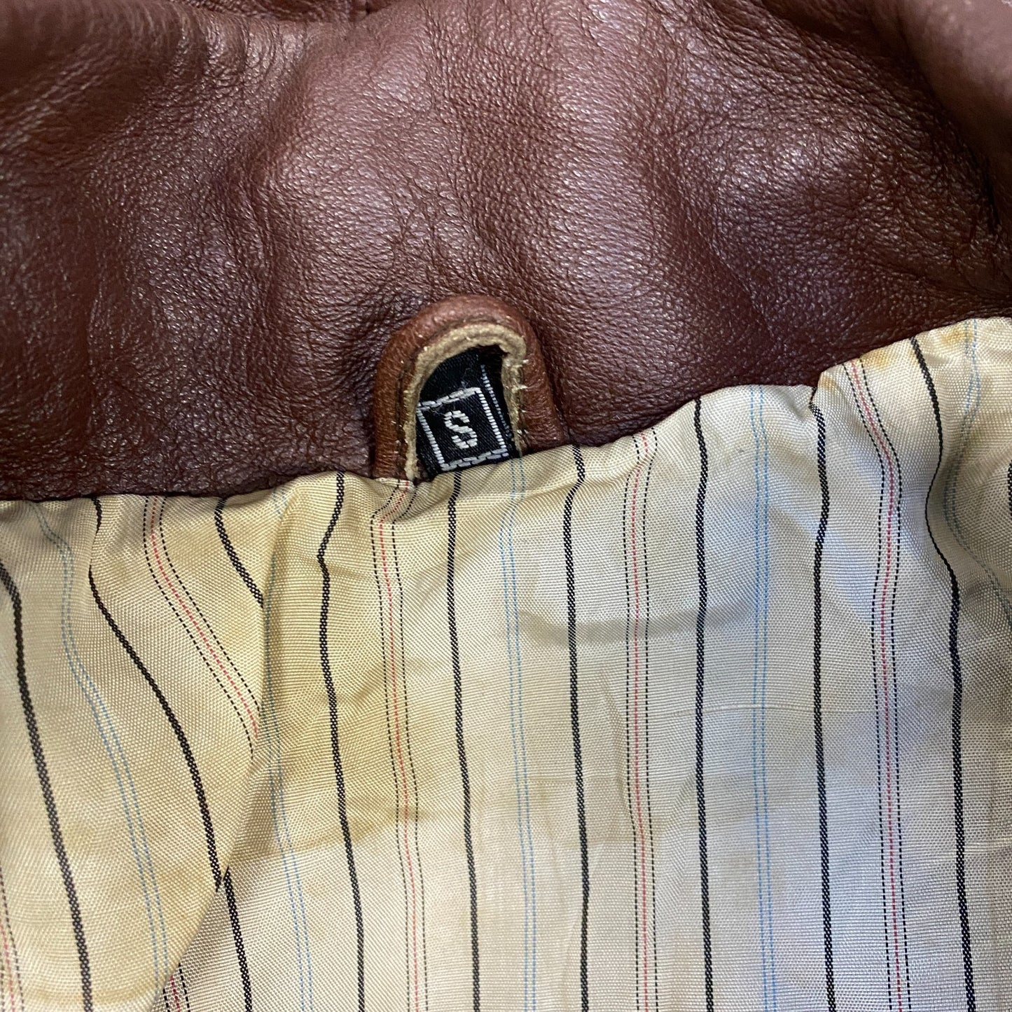 Womens Leather Blazer Jacket Small Brown Lined Notch Lapel Single Breasted