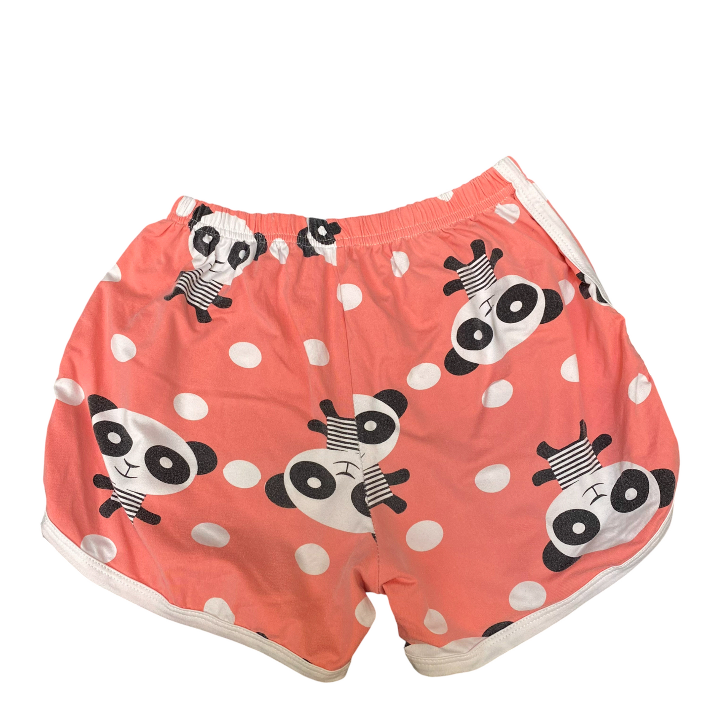 PJ Shorts Girls 10Y Coral Panda Polka Dot Athletic Fit Elastic Waist Dolphin Hem