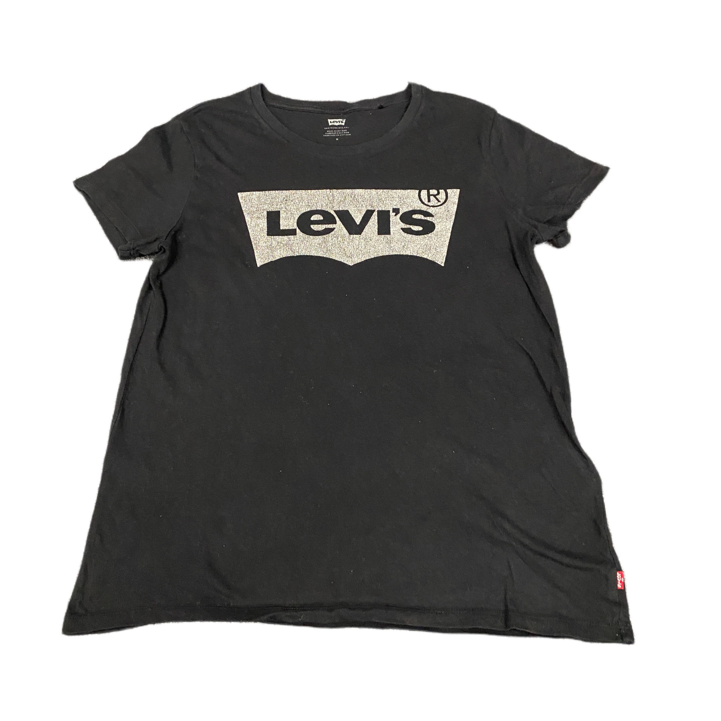 Levi's T-Shirt Womens M Black Graphic Logo Short Sleeve Crew Neck Pullover Tee