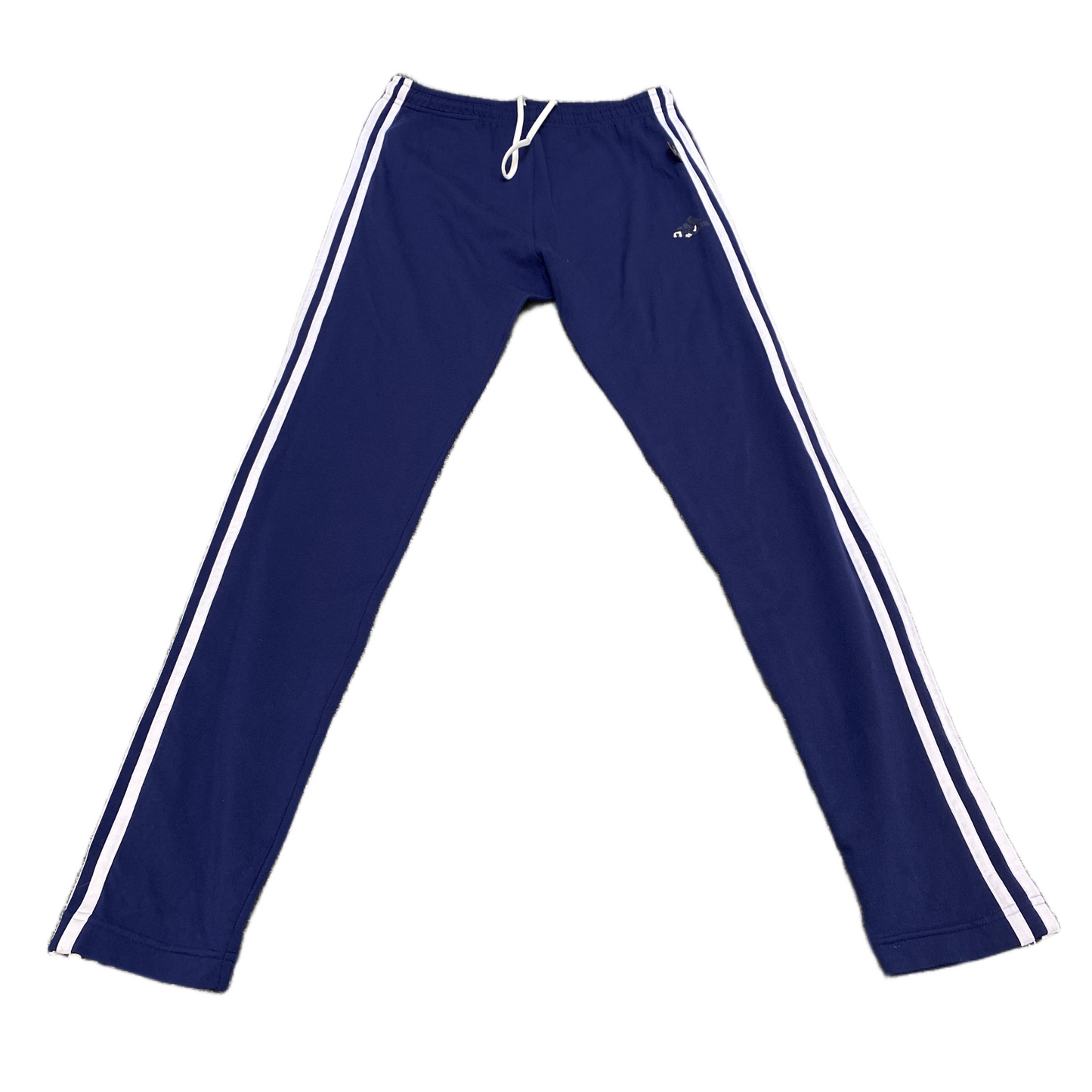 Adidas Track Pants Fits as Women 27" Waist Blue White 3-Stripes Stretch Trousers