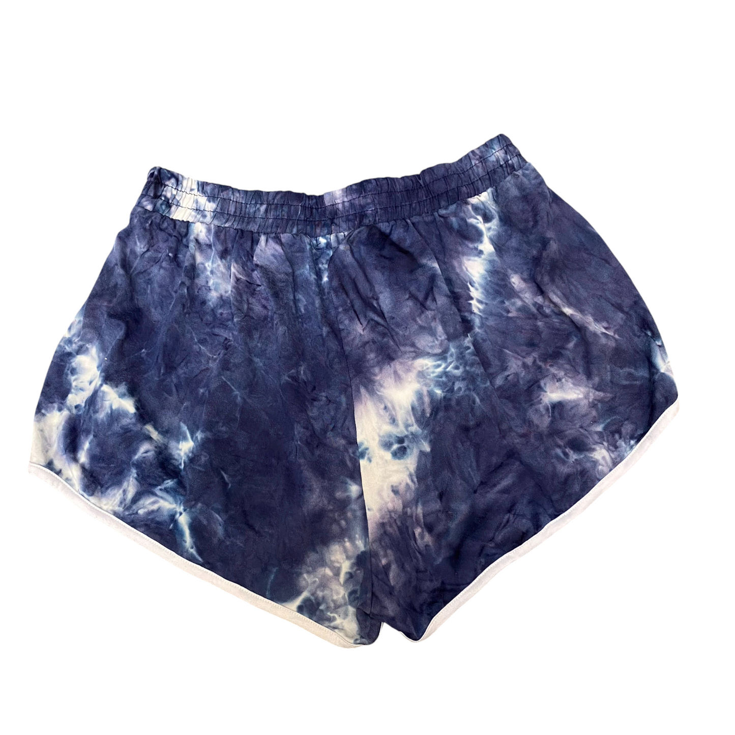 Running Sprinter Shorts Womens XL Purple Tie Dye Drawstring Waist Dolphin Hem