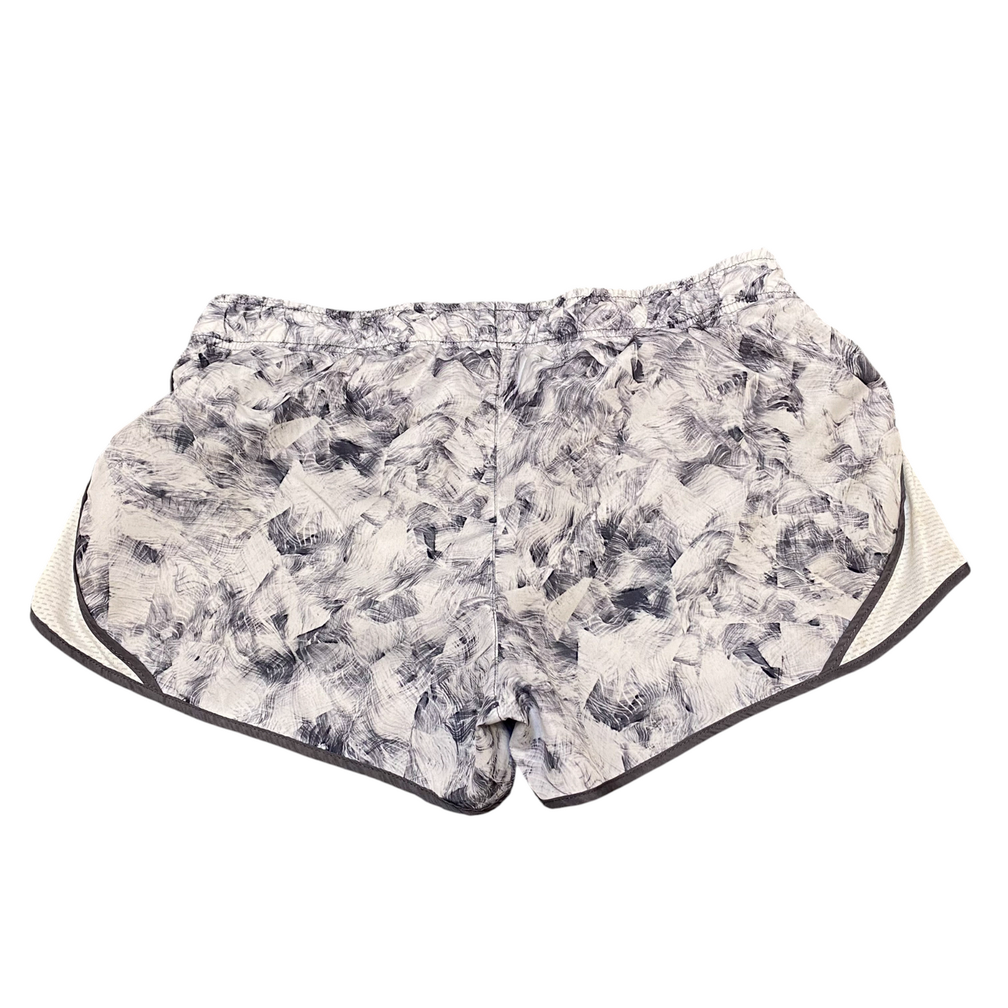 Running Sprinter Shorts Womens Medium White Grey Side Mesh Printed Dolphin Hem