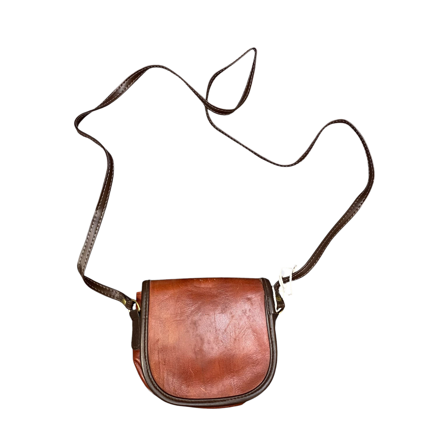 Womens Crossbody Bag Brown Leather Boho Hippie Southwestern Rare Buckle Closure