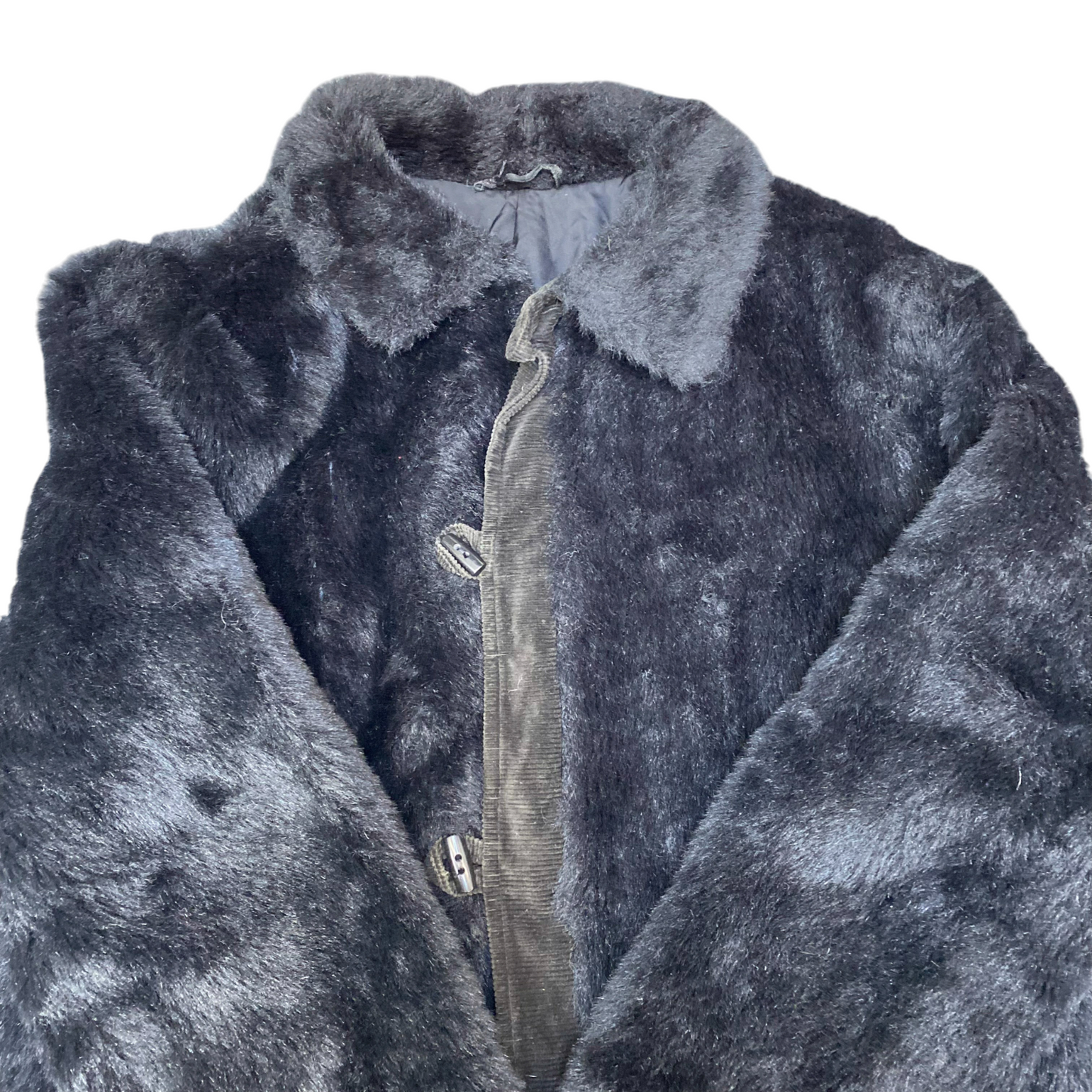 Magdeburger Oberbekleidung Faux Fur Jacket Womens L Black Collared Toggle Button