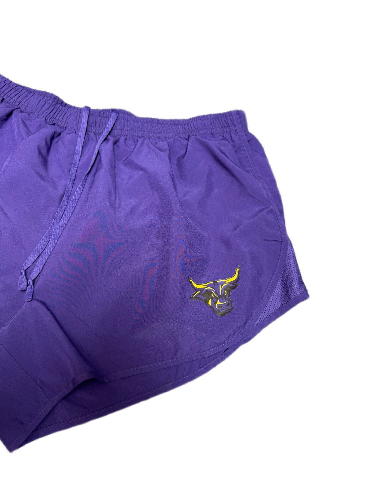Nike Dri-FIT Running Shorts Bull Mascot Womens Large 31" Waist Purple Pull On