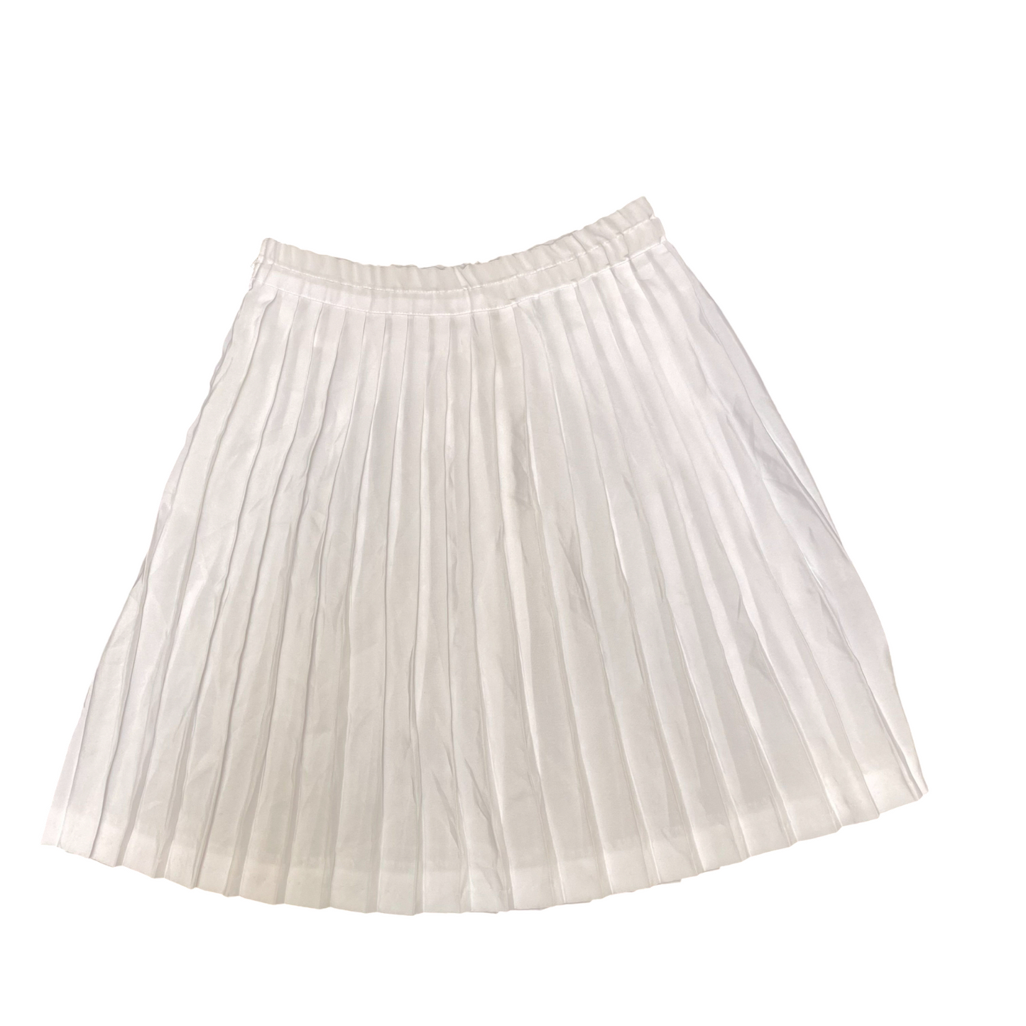 A Line Skirt Womens M White Solid Pleated Silk Satin Carual Fit Prepppy Zipper