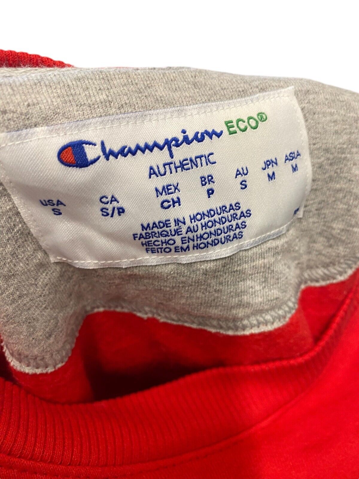 Champion Sweatshirt Mens Small Red Authentic Long Sleeve Logo Crew Neck Pullover