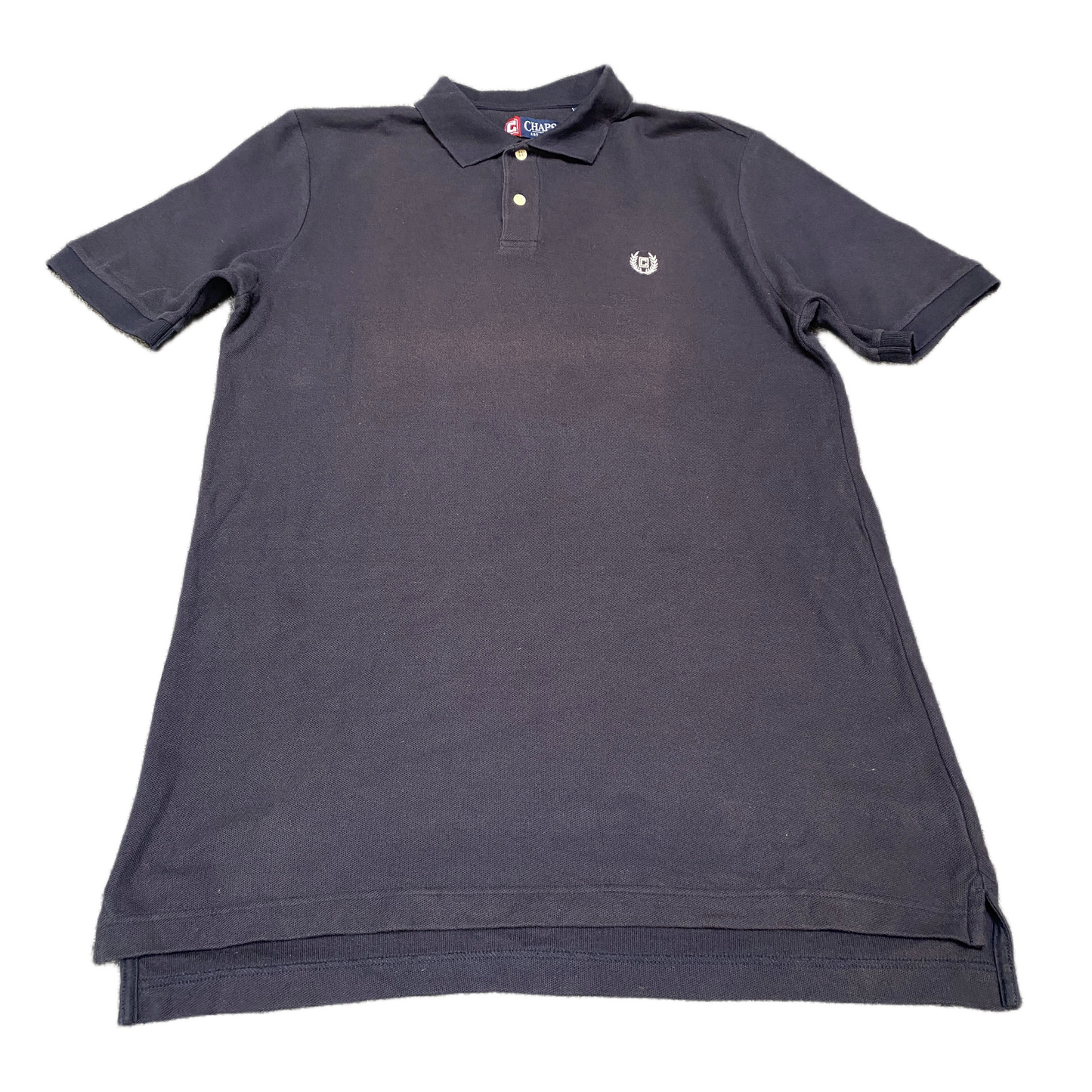 Chaps Polo Shirt Mens M Black Stretch Golf Performance High Low Slit Popover