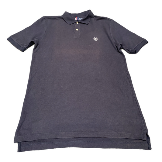 Chaps Polo Shirt Mens M Black Stretch Golf Performance High Low Slit Popover