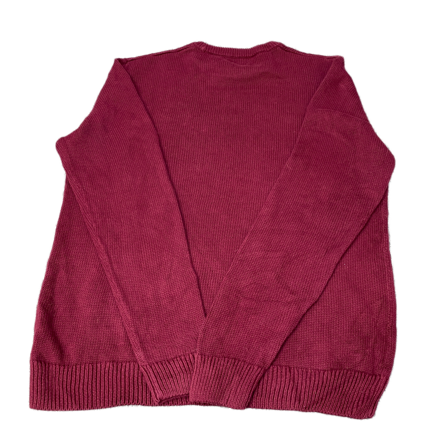 Chaps Sweater Mens Large Red Knitted Ribbed Hem Embroidered Logo Raglan Sleeve