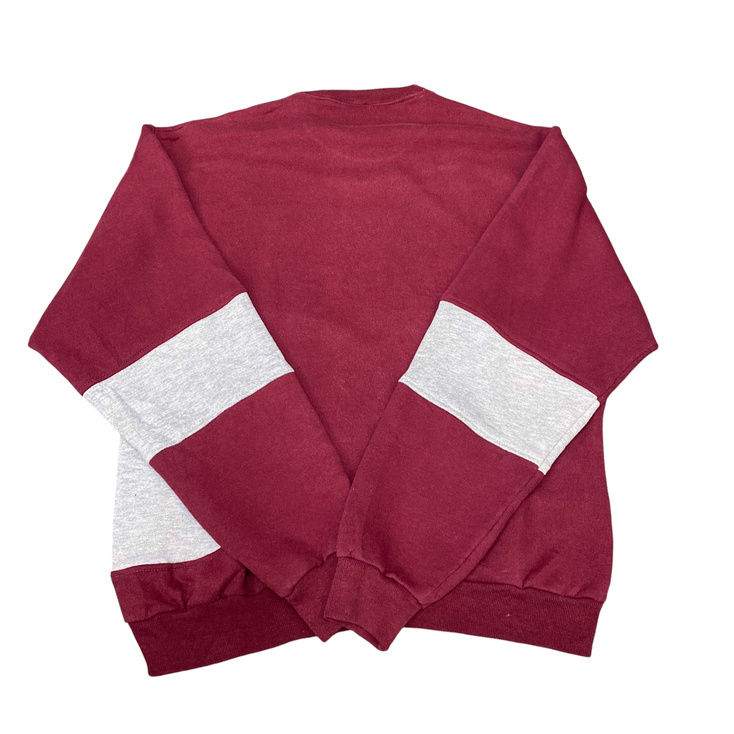 Nike Reworked Sweatshirt Mens M Grey Burgundy Embroidered Spellout Logo Vtg Y2K