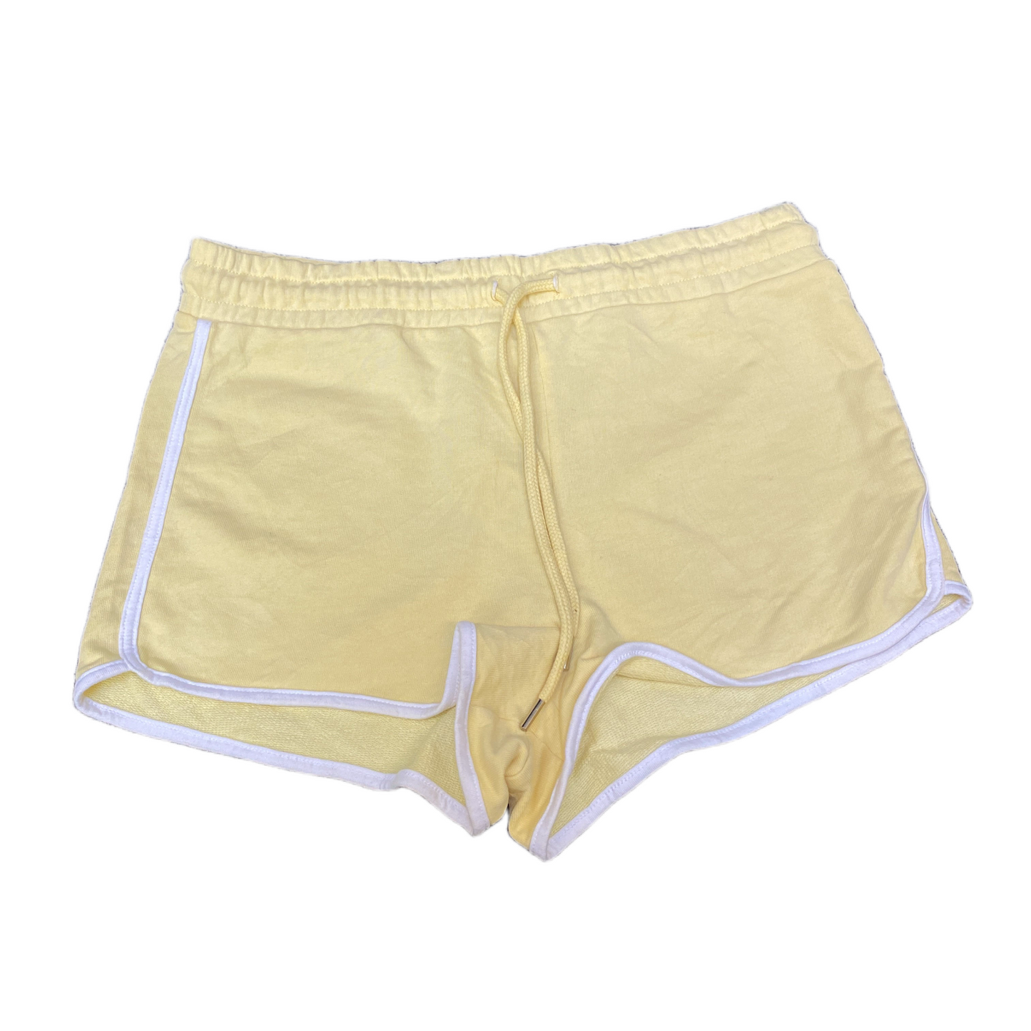 Running Sprinter Shorts Womens Small 29" Waist Yellow Gym Workout Dolphin Hem