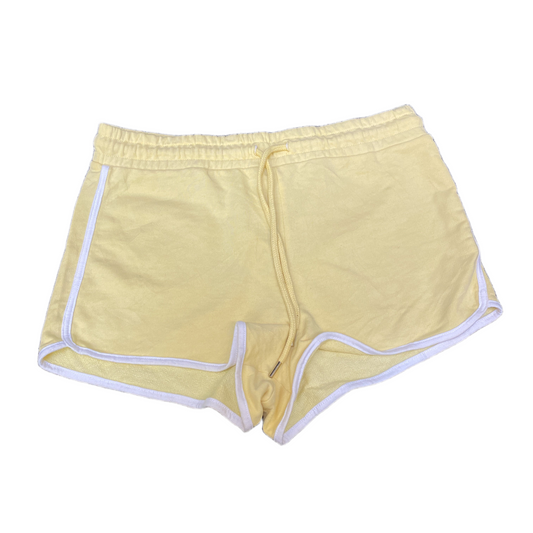 Running Sprinter Shorts Womens Small 29" Waist Yellow Gym Workout Dolphin Hem