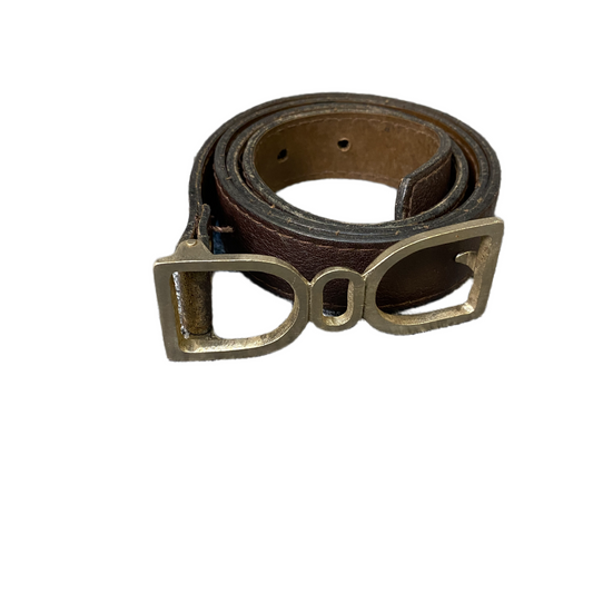 Vintage Waist Belt Men Brown Leather Adjustable Silver Pin Buckle 35 inches