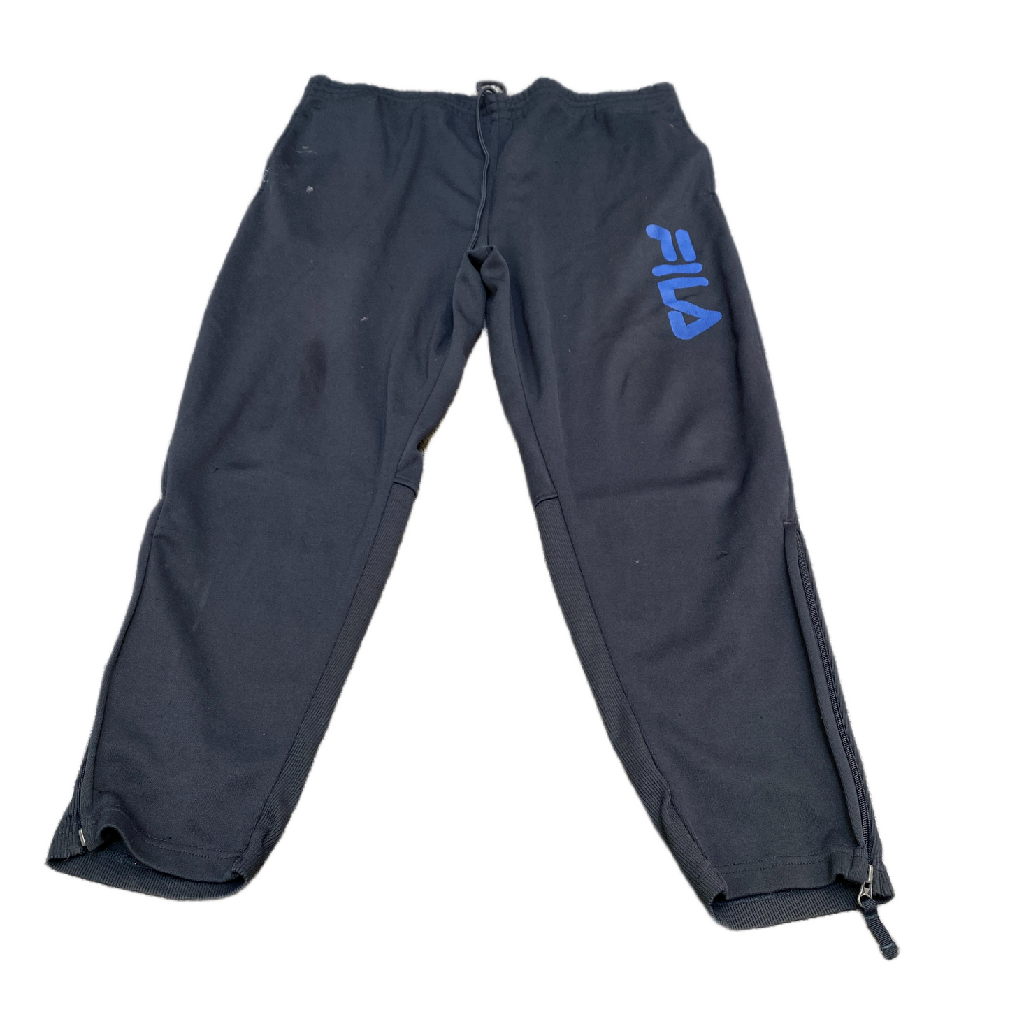 Fila Joggers Fits as Mens 40" Waist Black Ankle Zip Gym Drawstring Trousers