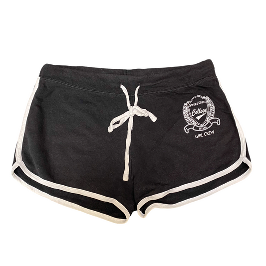 Running Sprinter Shorts Girls Medium Black Stretch Drawstring Waist Dolphin Hem