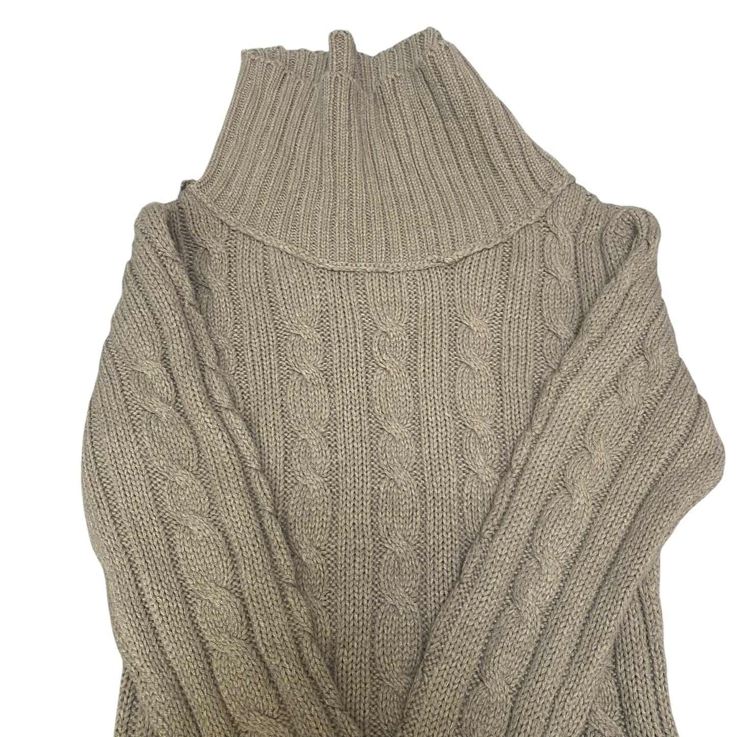 mbj Jumper Womens Large Green Cable Knit Long Sleeve Turtle Neck Pullover