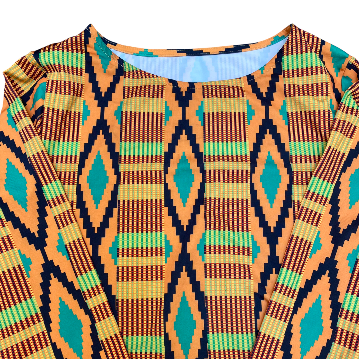 Swimwear Top Womens S Multi Geometric Cropped Long Sleeve Retro Casual Pullover
