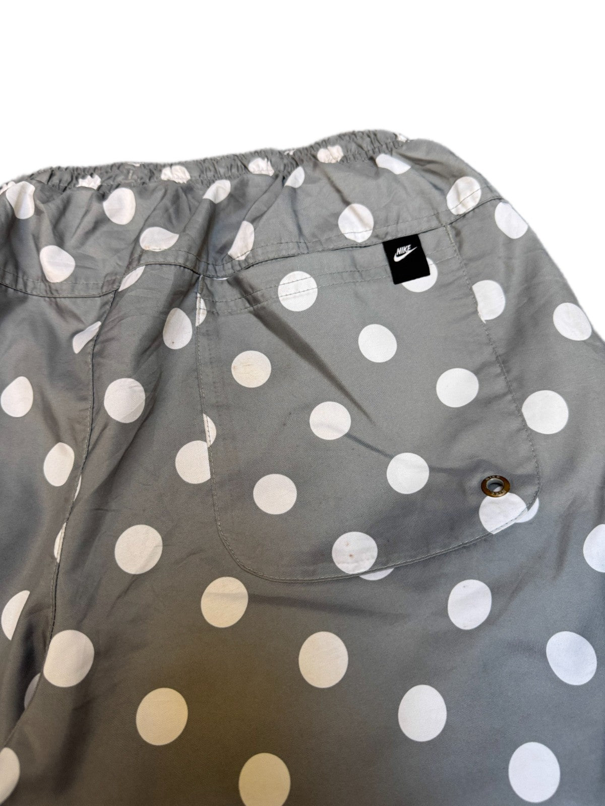 Nike Just Do It Swim Shorts Fits as Mens XS 27" Waist Grey White Polka Dot Lined