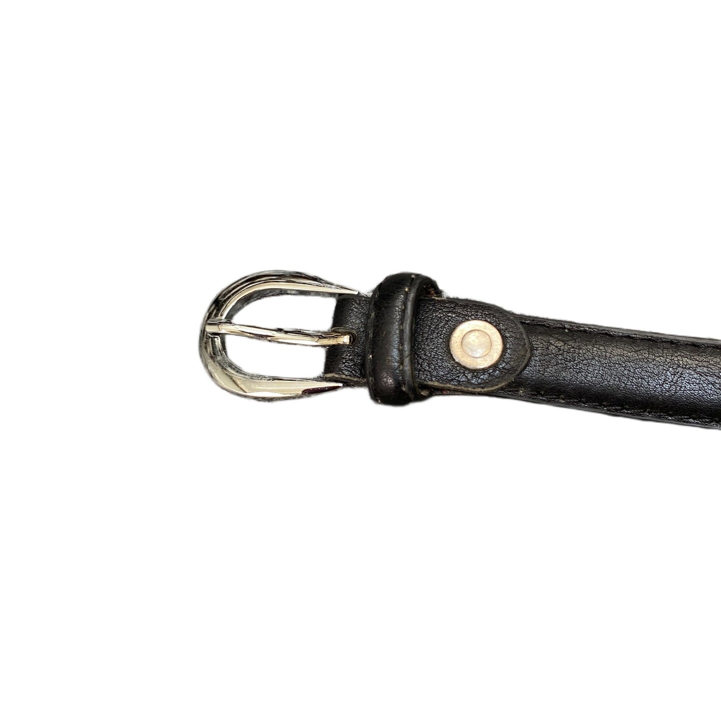 Waist Belt Men Black Leather Adjustable Silver D-Shape Pin Buckle 45.5 Inches