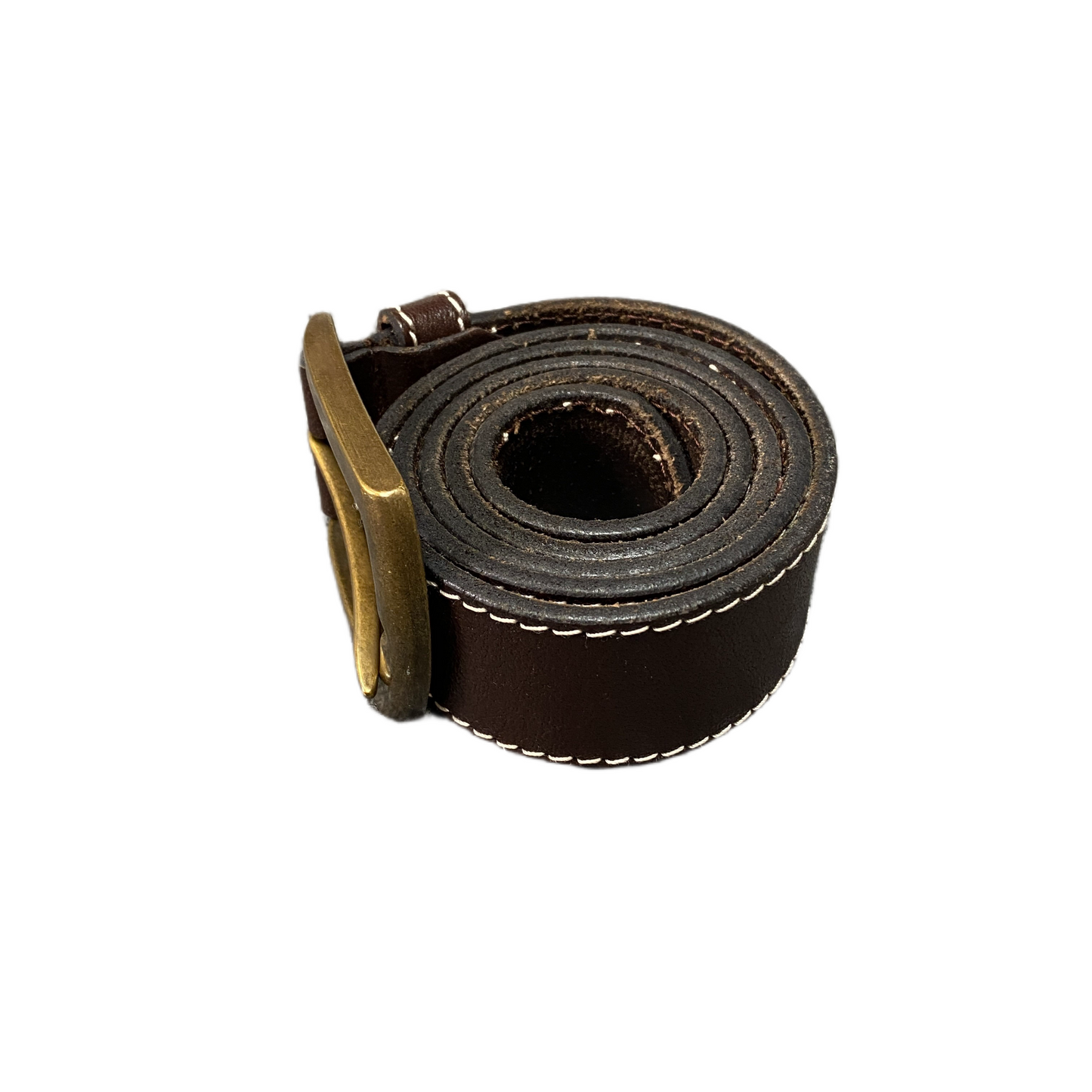 Collezione Waist Belt Men Dark Brown Leather Adjustable Brass Buckle 40 inches