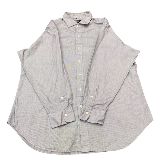 Polo Ralph Lauren Formal Shirt Mens XL Grey Striped Long Sleeve Logo Button Down
