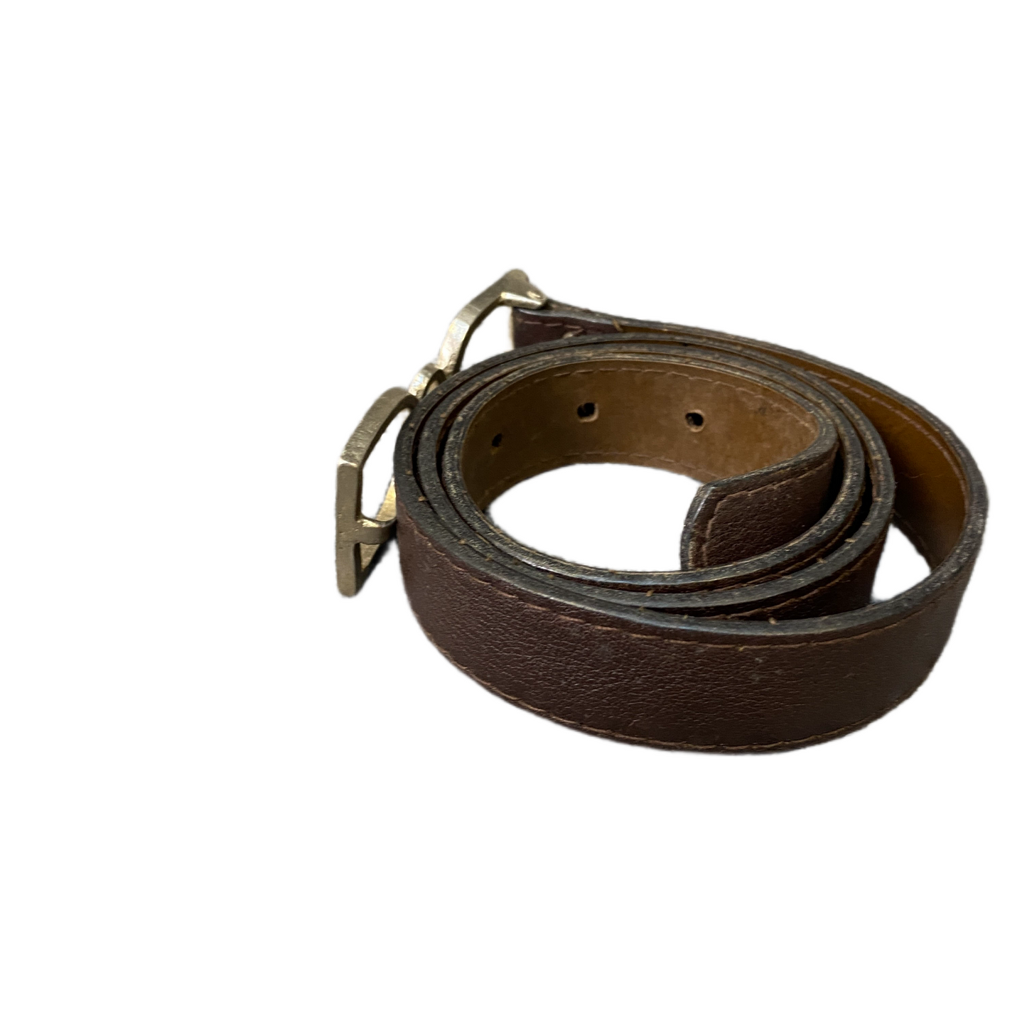 Vintage Waist Belt Men Brown Leather Adjustable Silver Pin Buckle 35 inches