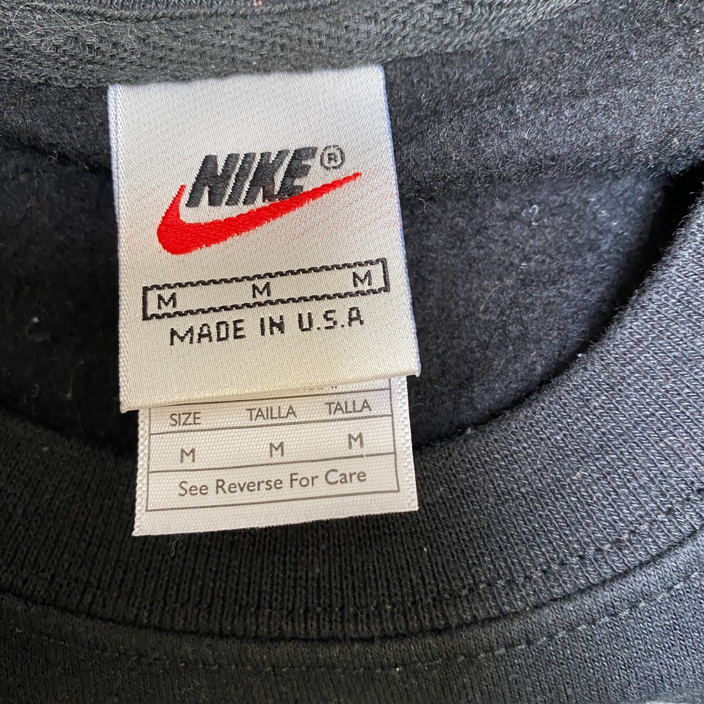 Nike Reworked Sweatshirt Mens M Black Red Embroidered Spellout Logo Vintage Y2K