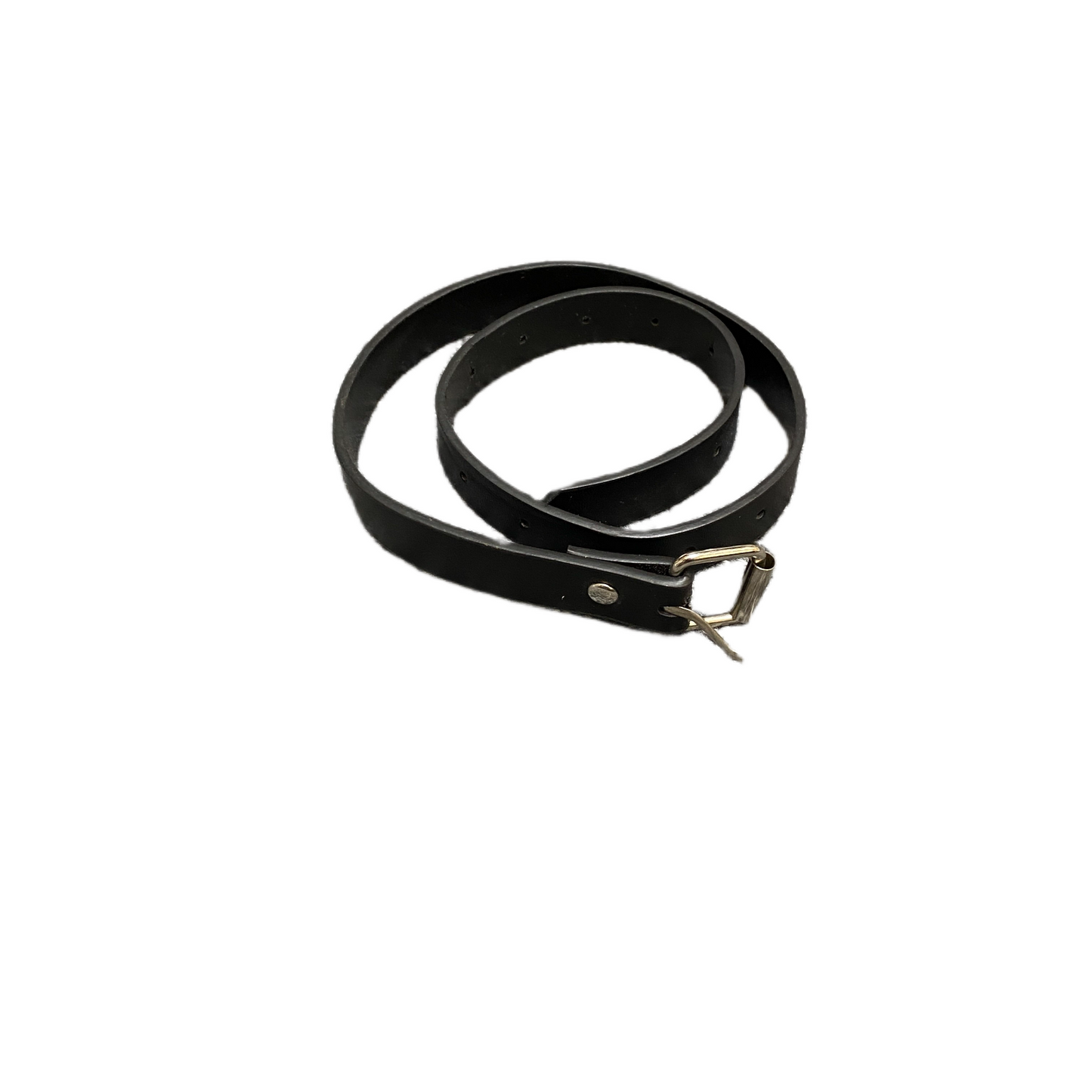 Mens Waist Belt Black Leather Adjustable Stainless Steel Buckle Size 23 inches