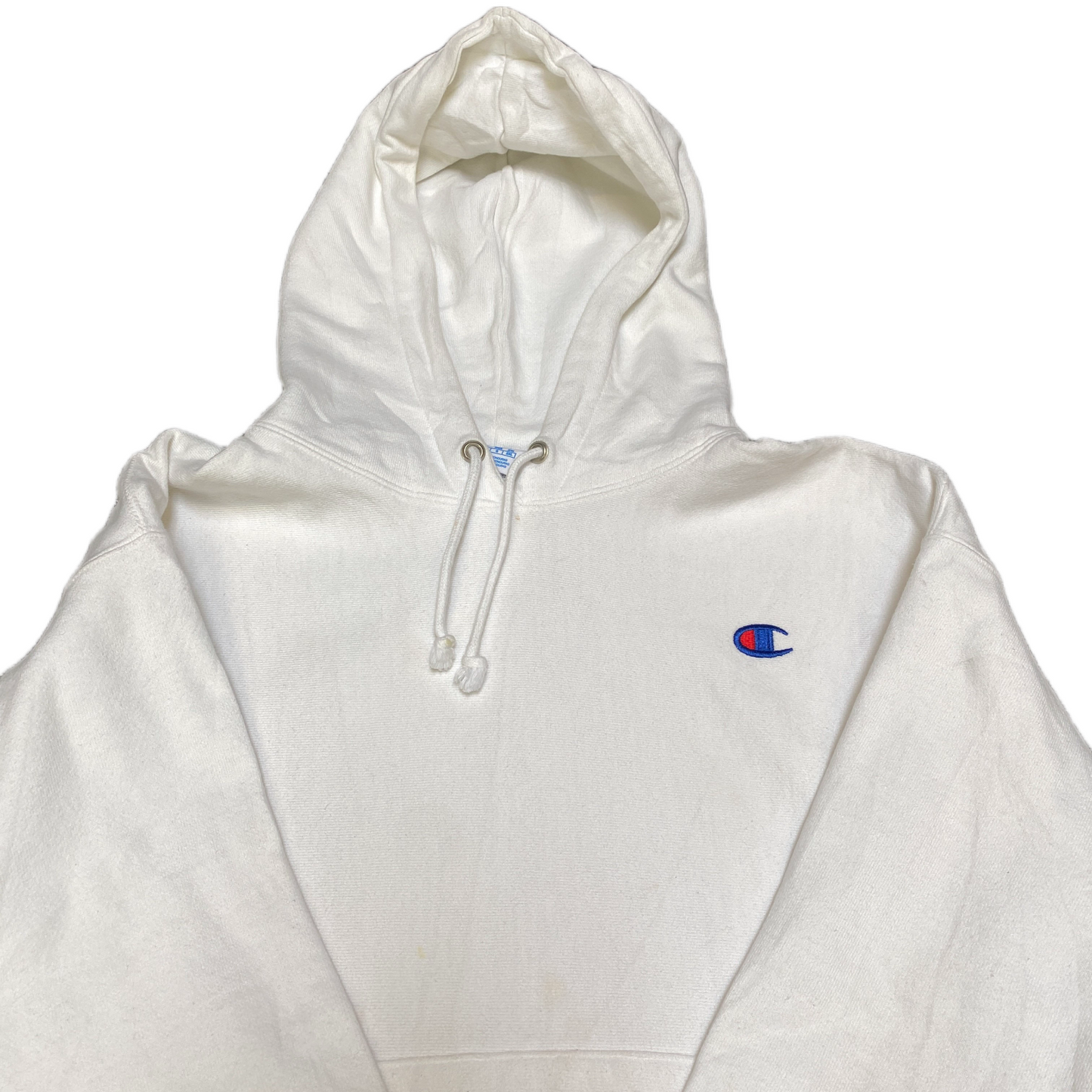 Champion Reverse Weave Hoodie Womens L White Fleece Lined Drawstring Pullover