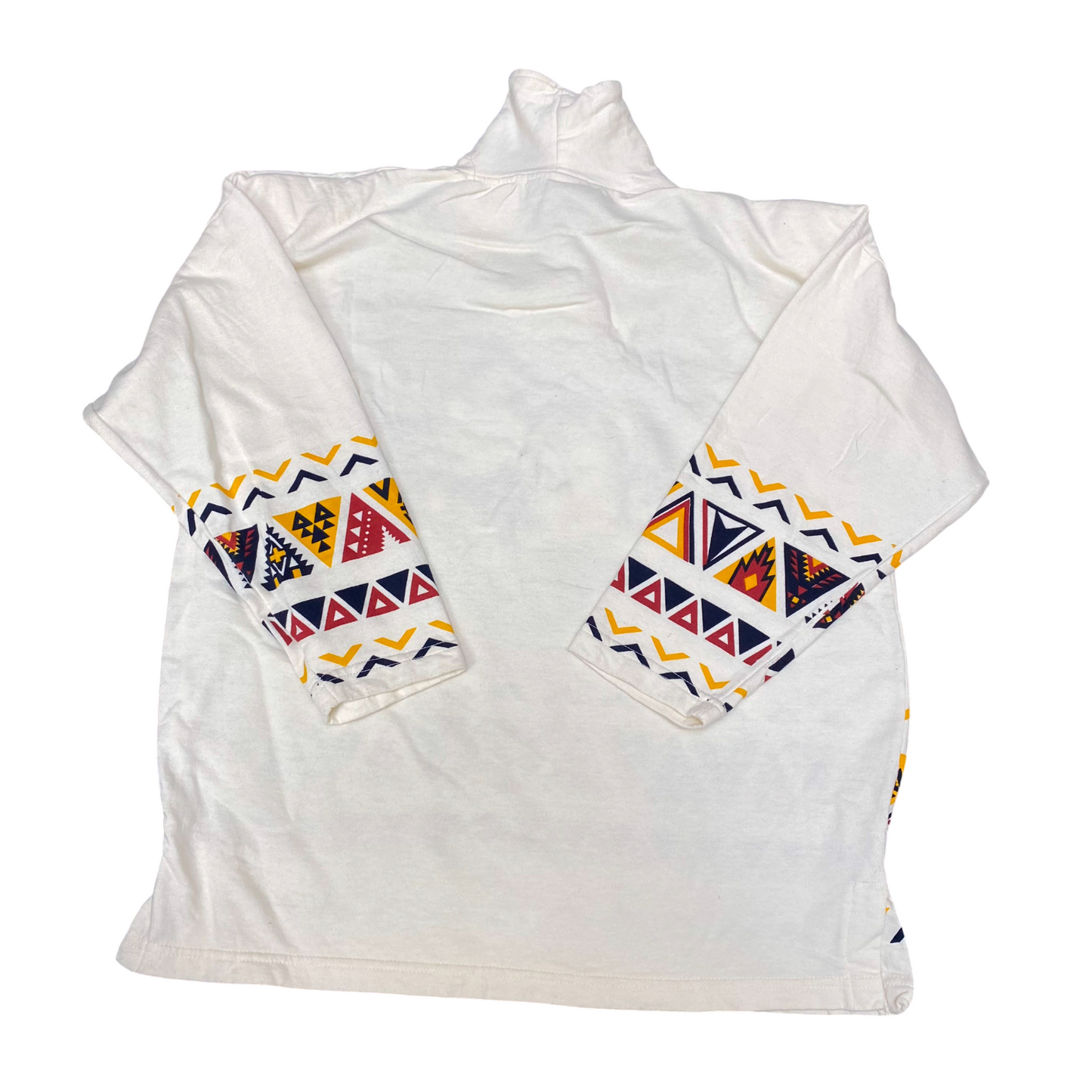 Ulucan Sweatshirt Womens Large Cream Christmas Aztec Print Turtle Neck Pullover