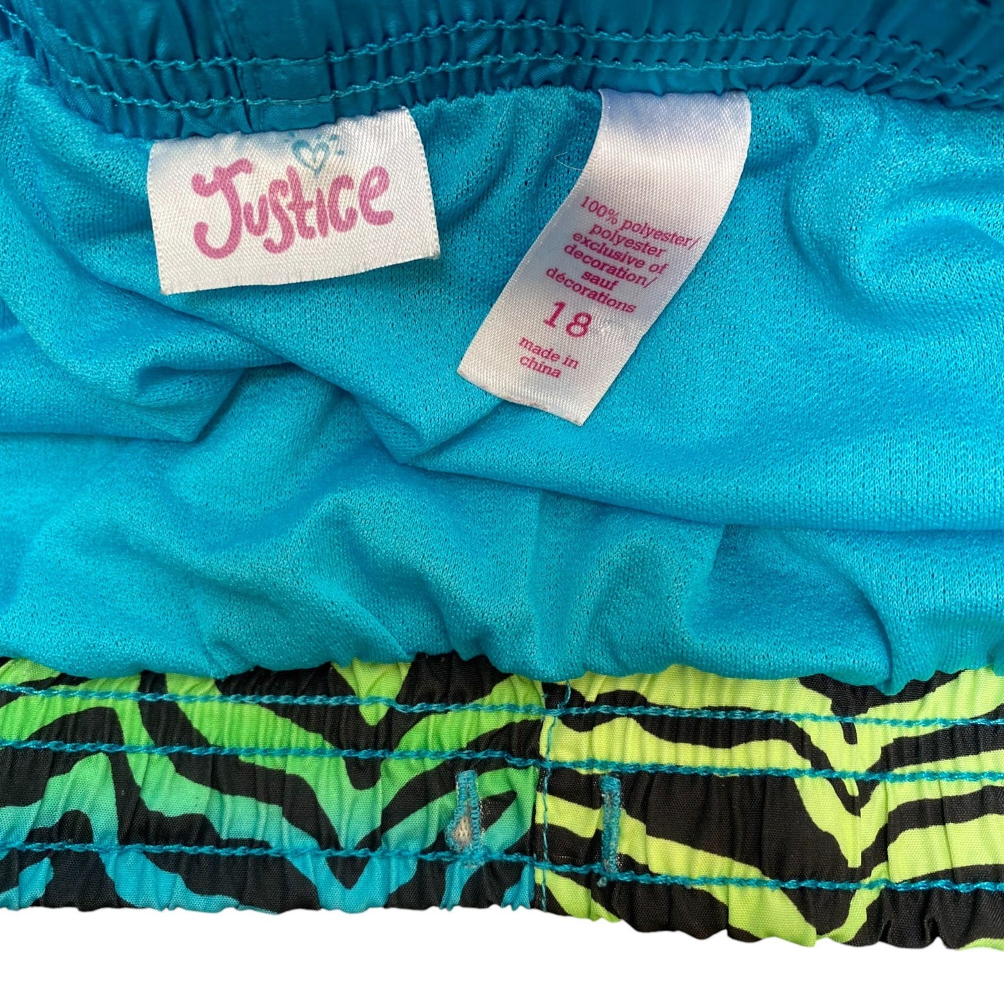 Justice Sprinter Shorts Womens Medium Blue Yellow Zebra Print Gym Training