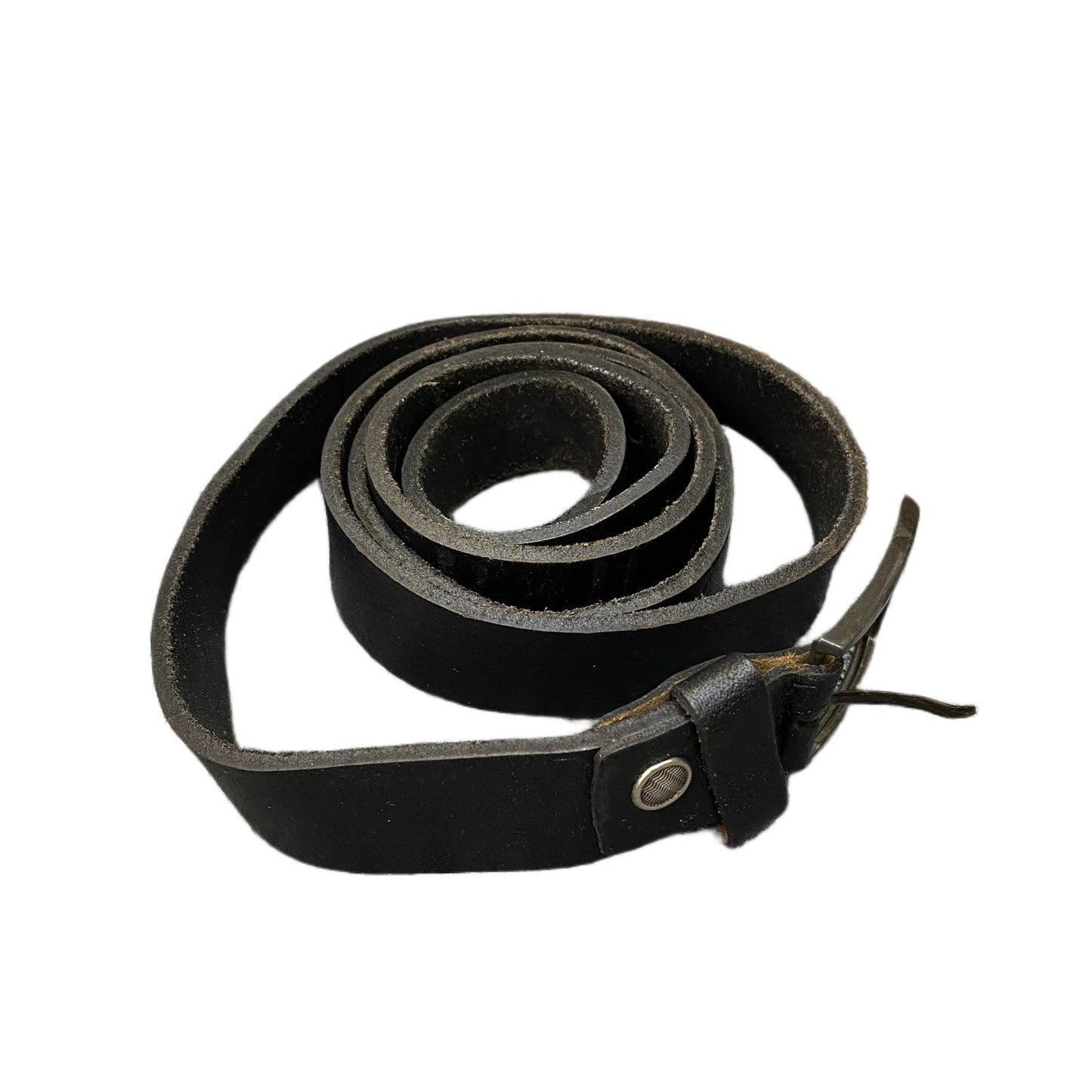 Waist Belt Mens Black Leather Adjustable Rectangular Silver Pin Buckle 50 Inches